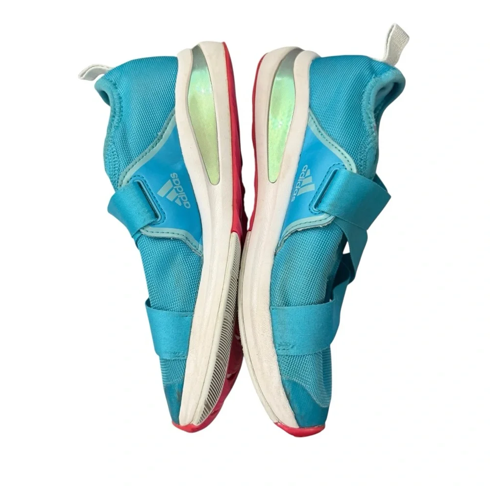 ADIDAS GIRLS SZ 3 FORTARUN X K RUNNING SHOES VELCRO BLUE SNEAKERS YOUTH BIG KID